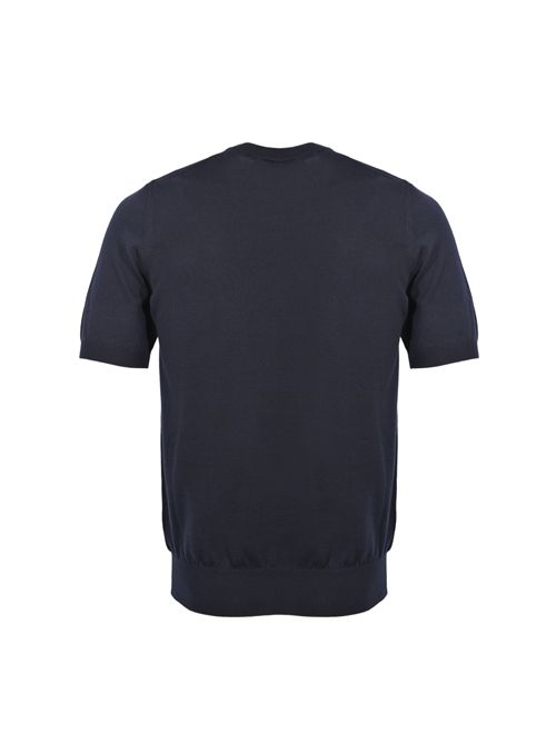 Maglia girocollo in filato di cotone Blu notte Alpha studio | AU-5002C1001